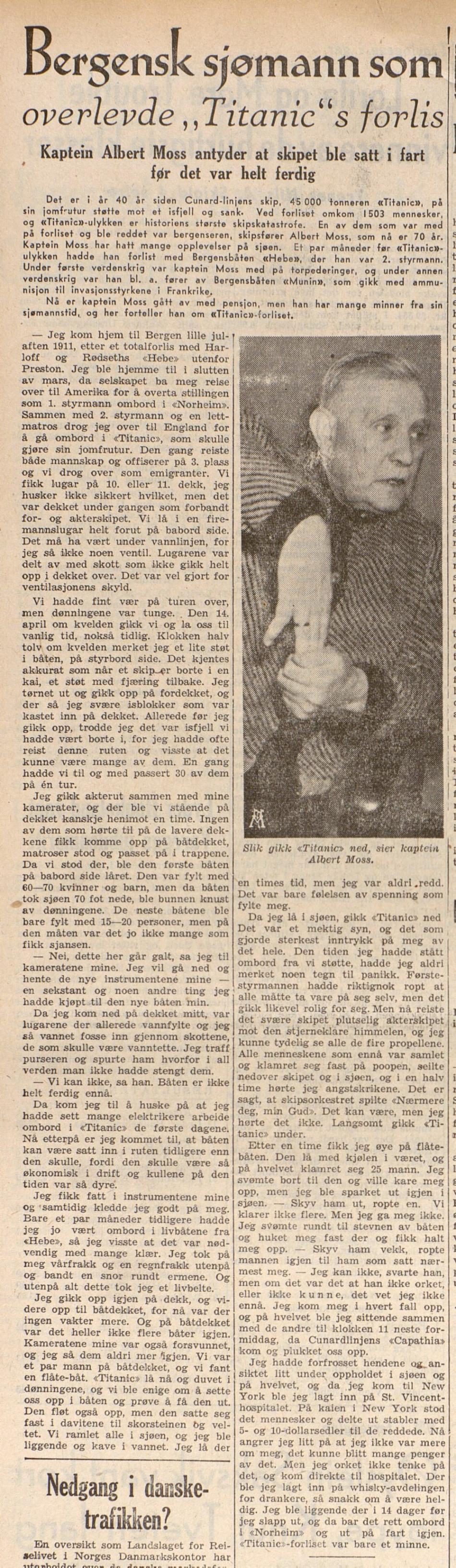 Intervju med Albert Moss i Morgenavisen.