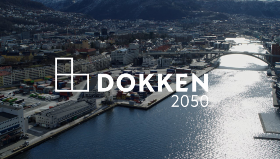 DOKKEN2050 logo på bilde av Puddefjorden