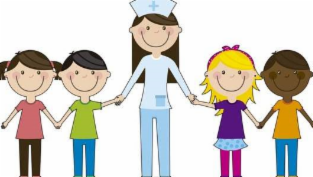 Helsesykepleier og glade barn