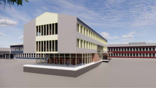 Illustrasjon av nybygg på Åstveit skole