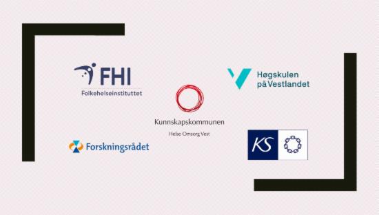 Logo for prosjektsamarbeidet mellom FHI, Høgskulen på Vestlandet, Kunnskapskommunen Helse Omsorg Vest og KS