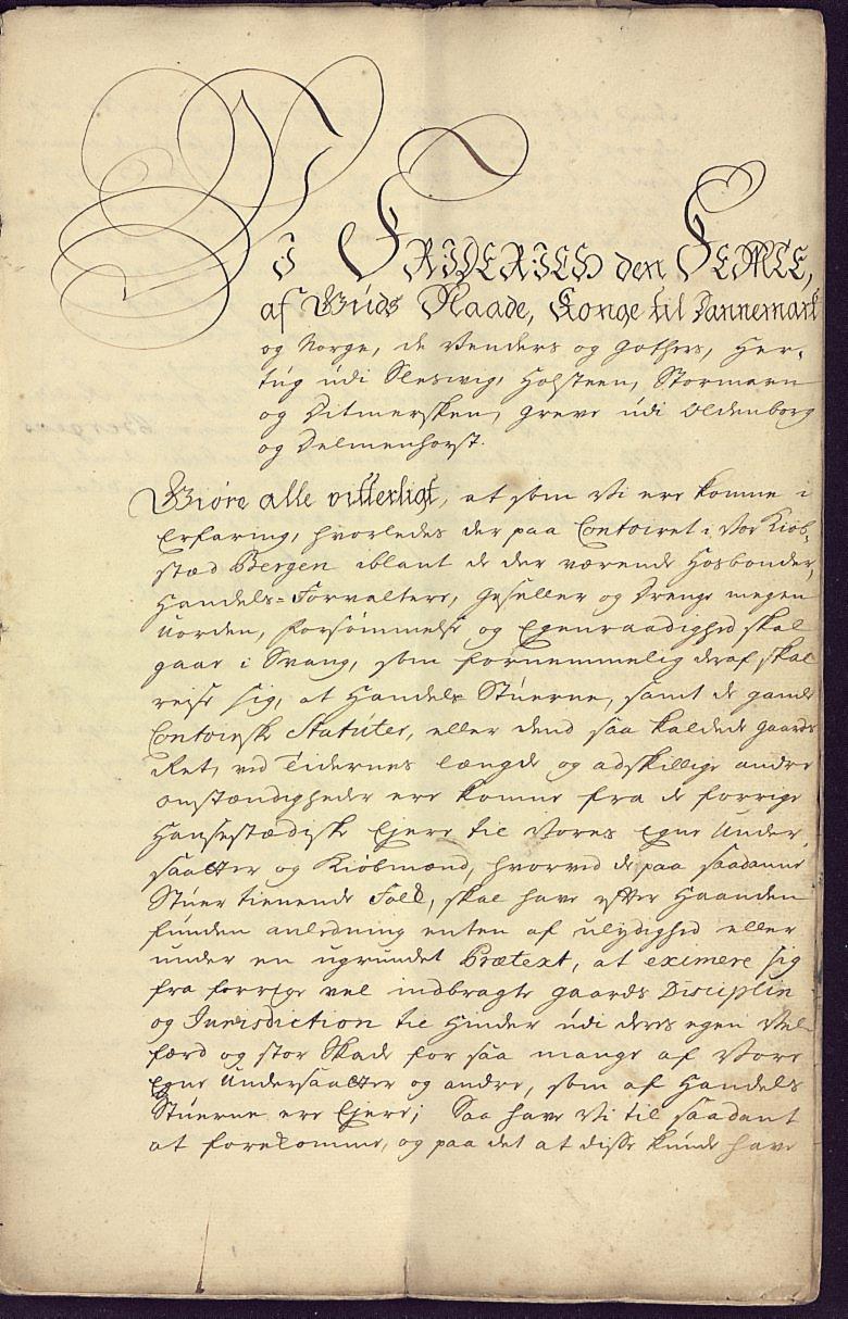 Den første siden i anordningen av 7. oktober 1754.