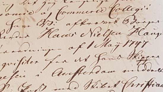 Utsnitt av brev om Hans Nielsen Hauge fra Bergen Magistrat, 1804.