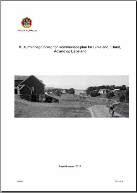 Kulturminnegrunnlag for Kommunedelplan for Birkeland, Liland, Ådland og Espeland - 2011 bilde