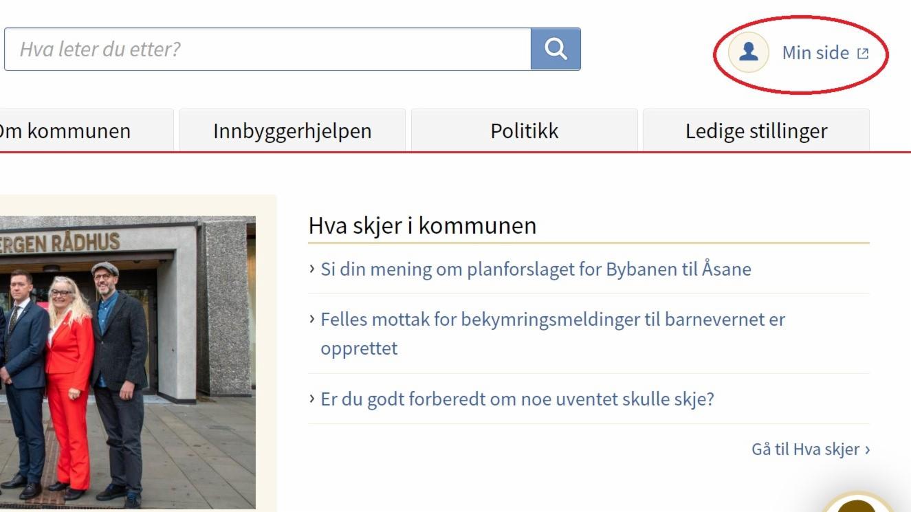 Bildet viser et utsnitt av kommunens nettsider